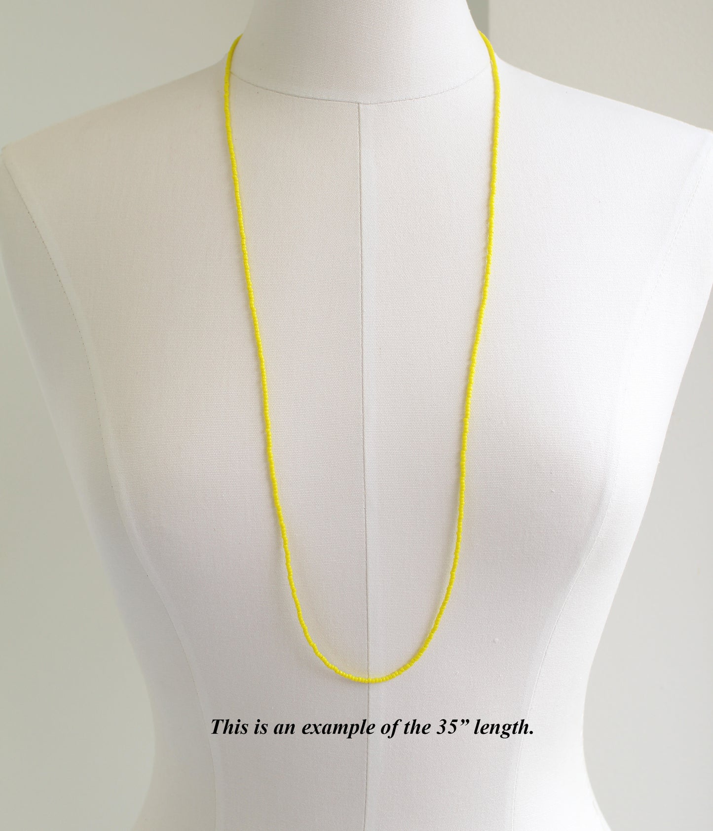 Yellow Single Strand Seed Bead Necklace, Tiny 2.2mm Opaque Dandelion Yellow Beaded Necklace, Made to Order Choker to Long Lengths