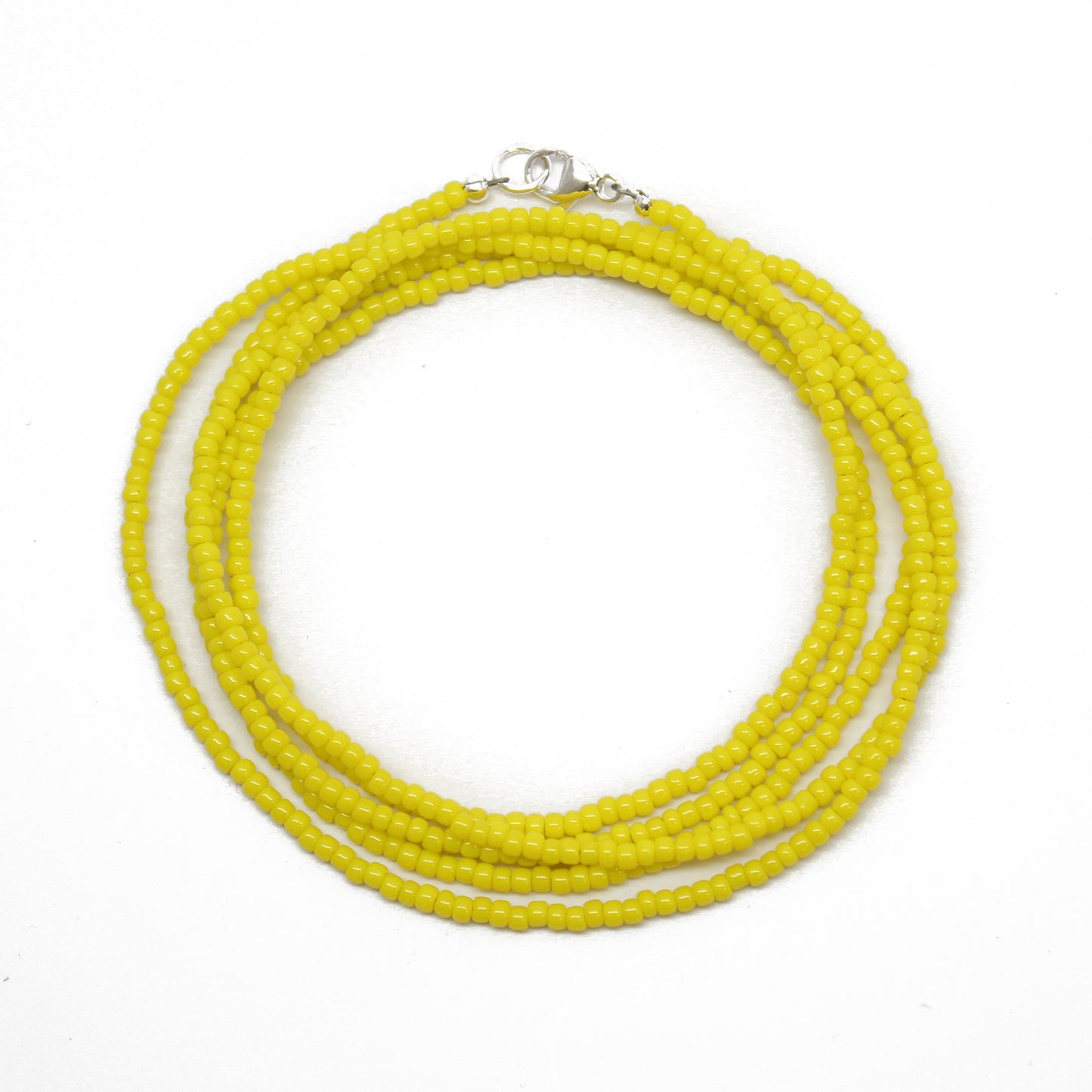 Yellow Single Strand Seed Bead Necklace, Tiny 2.2mm Opaque Dandelion Yellow Beaded Necklace, Made to Order Choker to Long Lengths