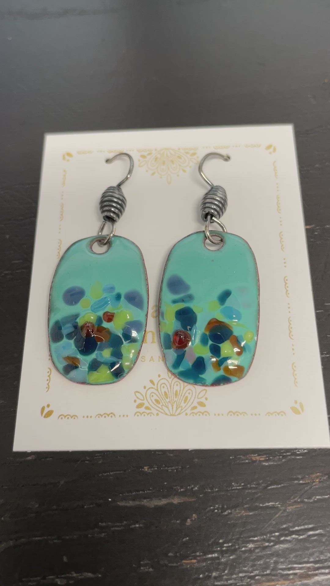 Blue Multi Color Enamel Earrings
