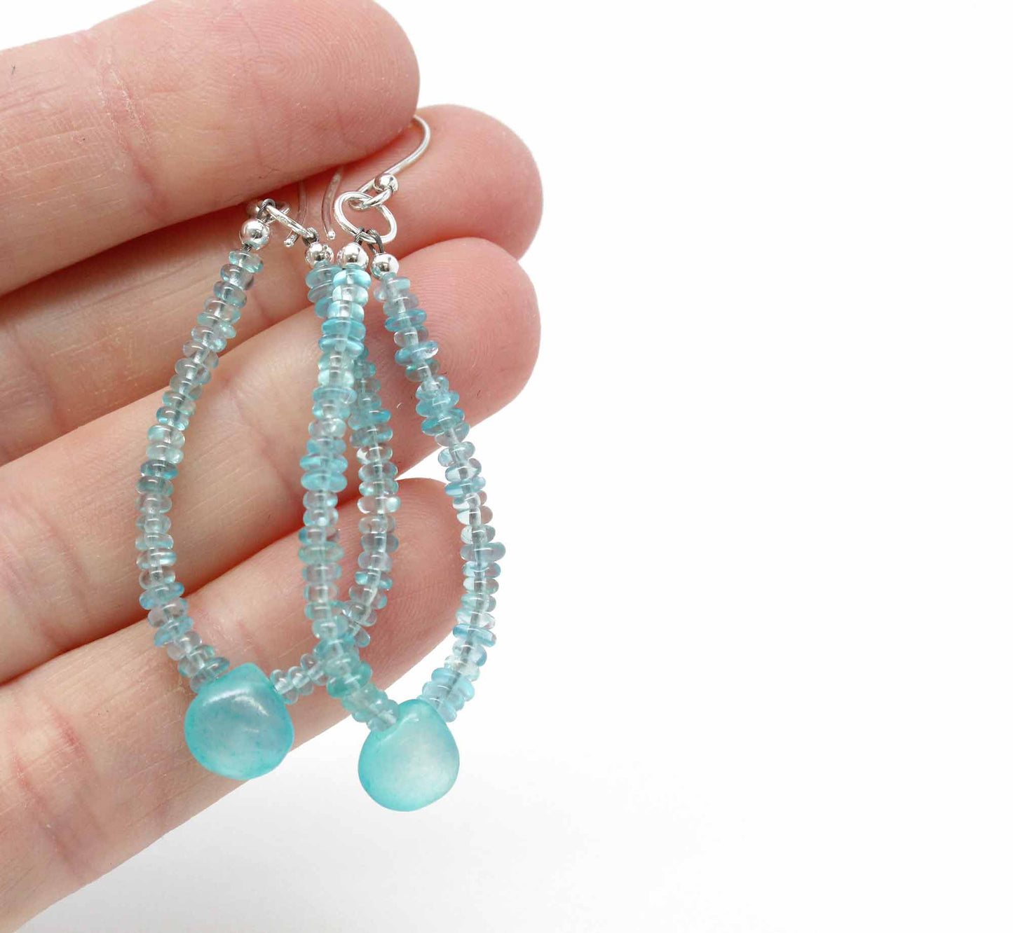 Handmade Apatite and Chalcedony Earrings in Sterling Silver