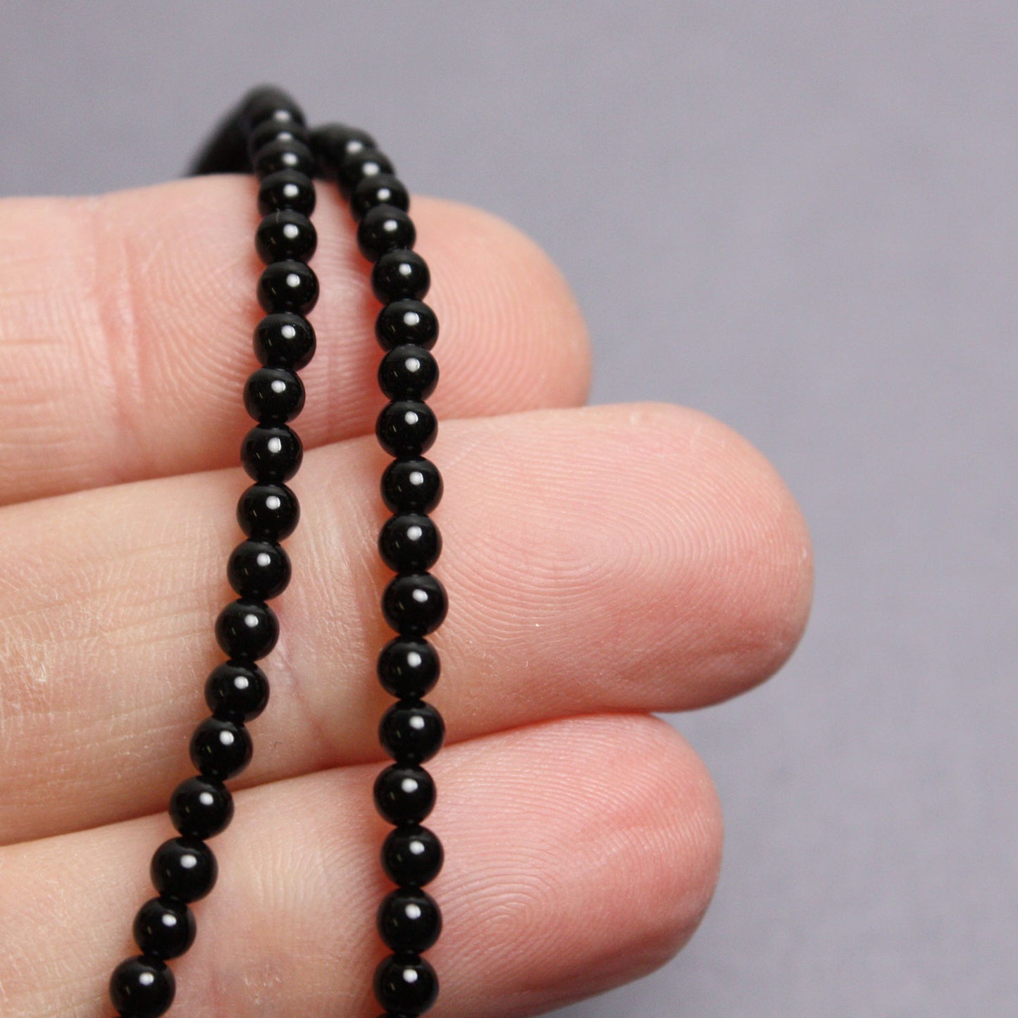 Black Onyx Necklace with Sterling Silver Clasp