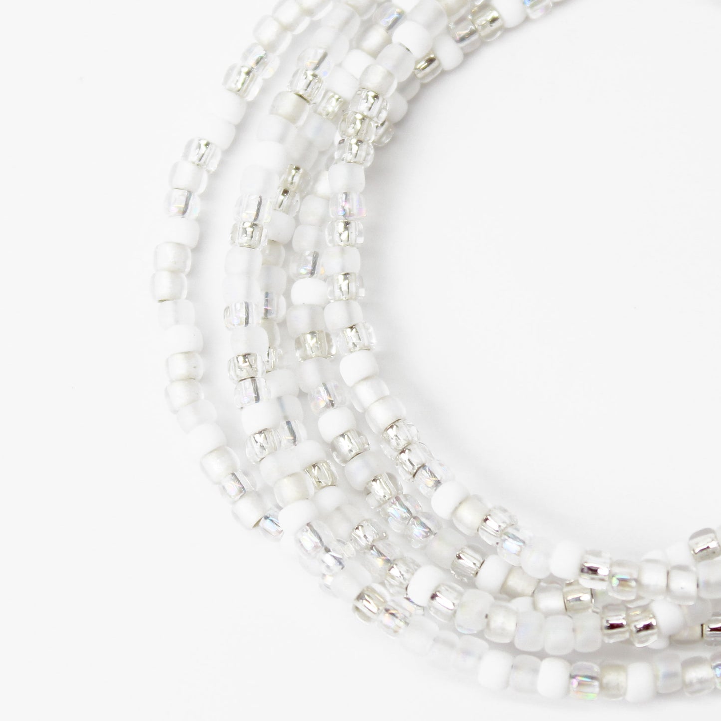 White Seed Bead Necklace-Classic Wedding White-Single Strand