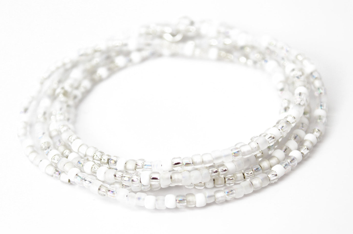 White Seed Bead Necklace-Classic Wedding White-Single Strand