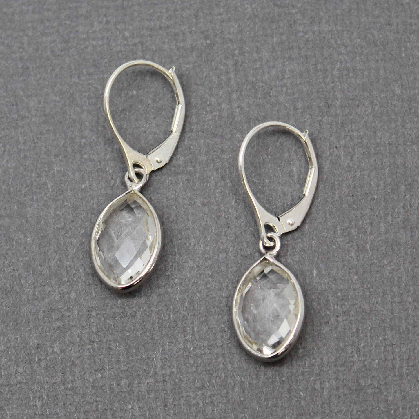 Crystal Quartz Dangle Earrings in Sterling Silver Lever Backs