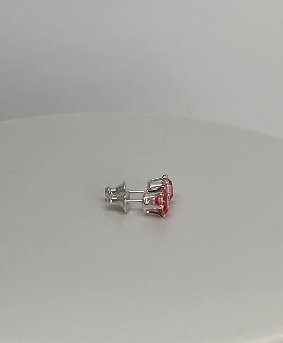 Load and play video in Gallery viewer, 6mm Prong Set Simulated Morganite Stud Earrings in Sterling Silver
