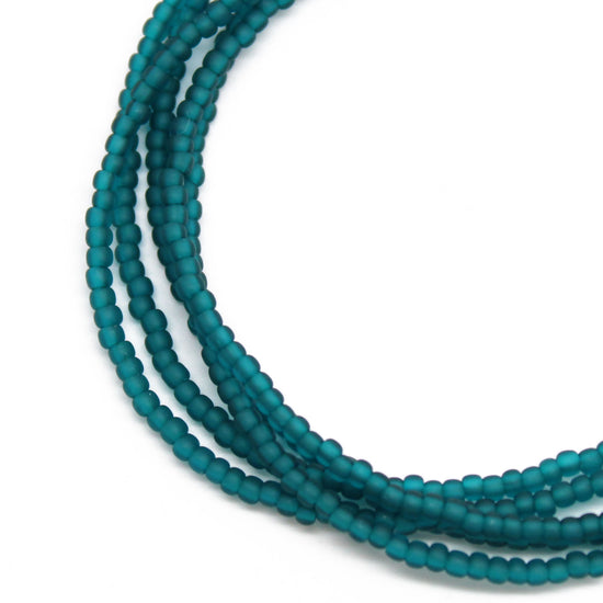 Teal Seed Bead Necklace-Blue Green Single Strand