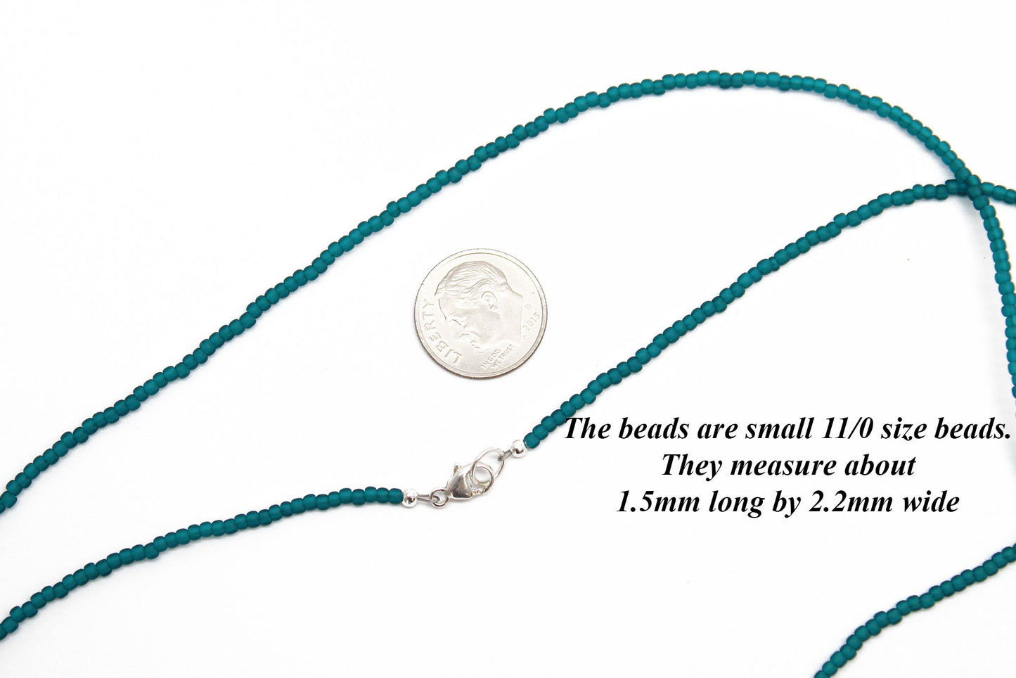 Dainty Teal Seed Bead Necklace