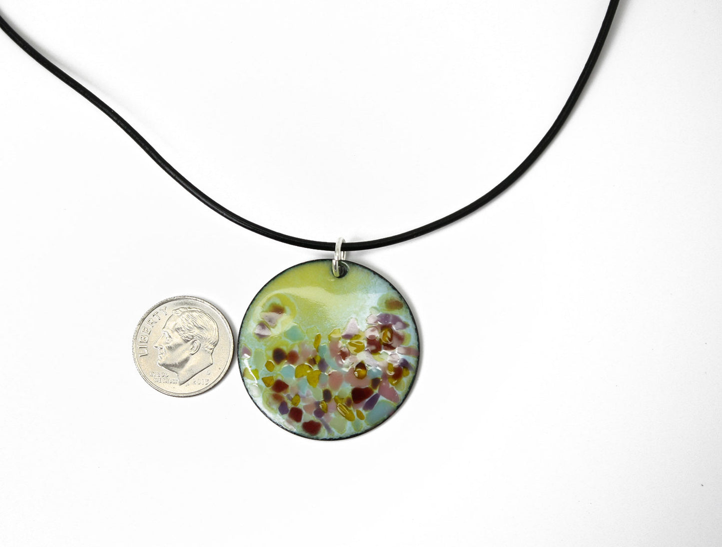 Green and Pink Enamel Pendant