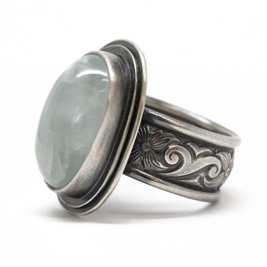 Aquamarine Ring in 925 Sterling Silver, Size 8 US