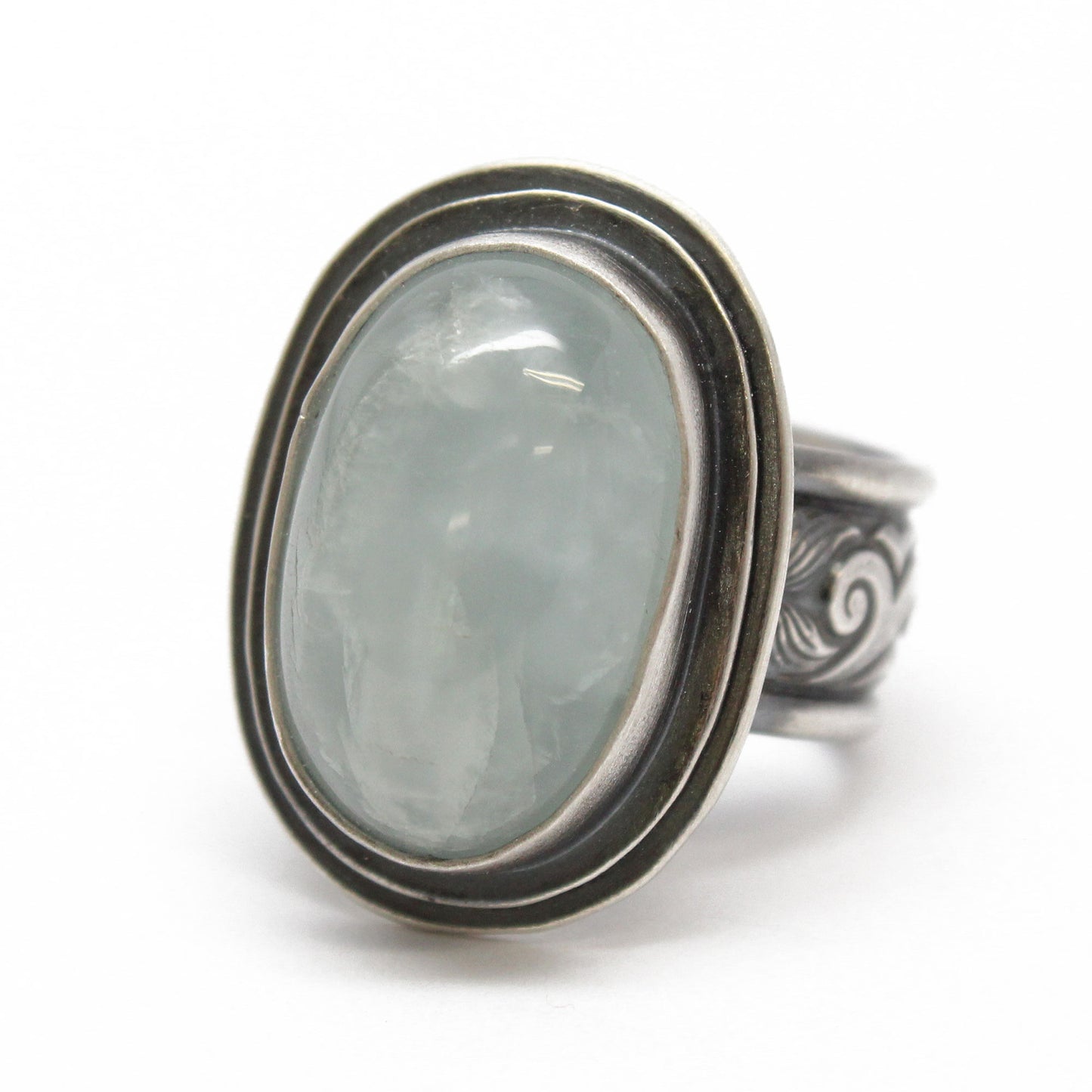 Aquamarine Ring in 925 Sterling Silver, Size 8 US