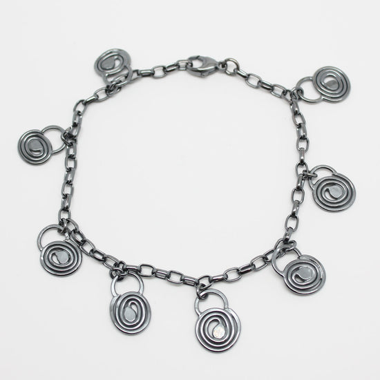 Sterling Silver Spiral Charm Bracelet-Adjustable to 7.75" 