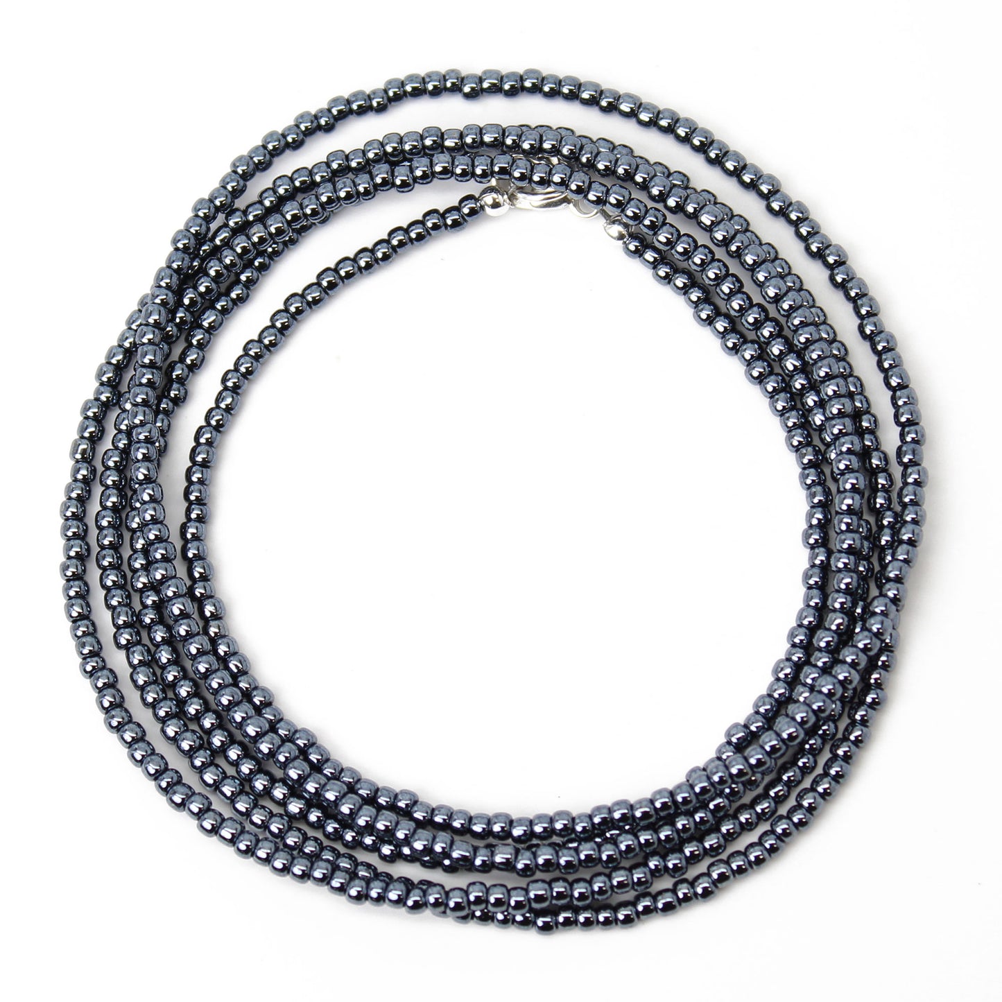 Hematite Glass Seed Bead Necklace