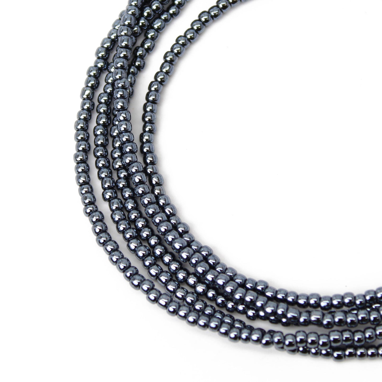 Hematite Glass Seed Bead Necklace