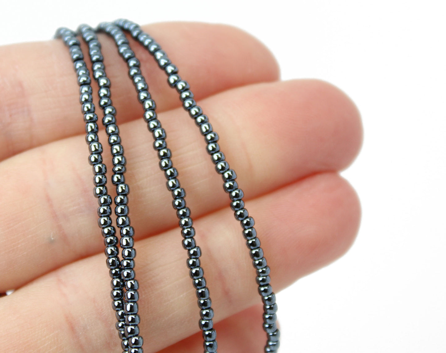 Hematite Glass Seed Bead Necklace