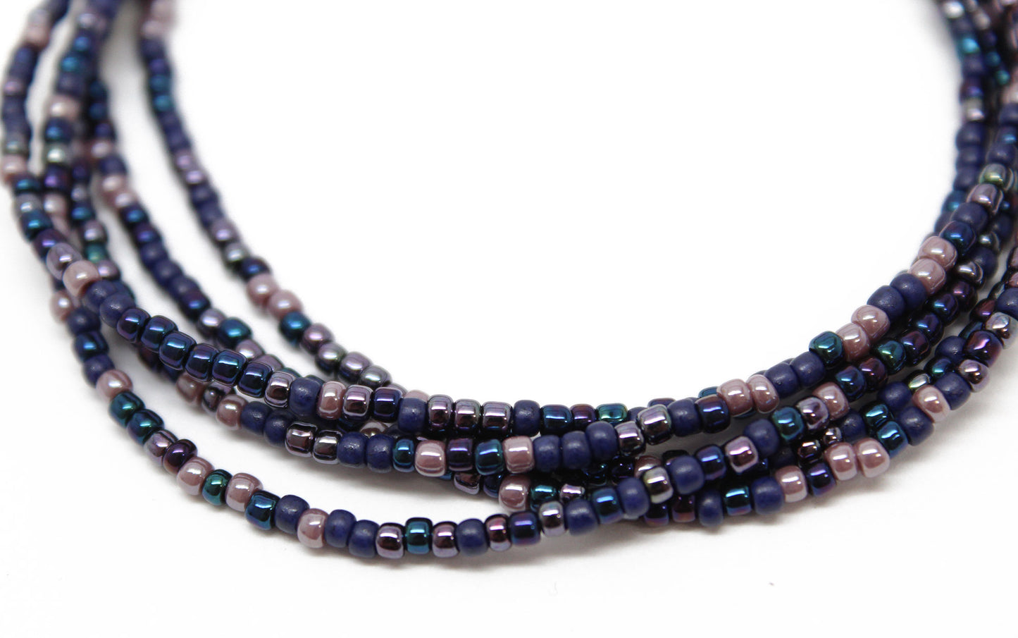 Iris Dark Blue Seed Bead Necklace Seed Bead Necklace-Single Strand