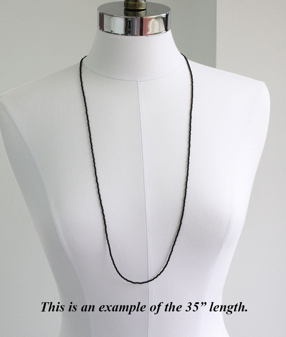 Black Seed Bead Necklace-Matte Finish-Single Strand