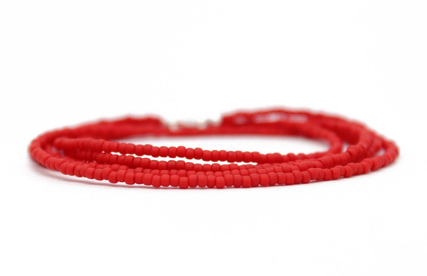 Red Seed Bead Necklace-Matte-Single Strand