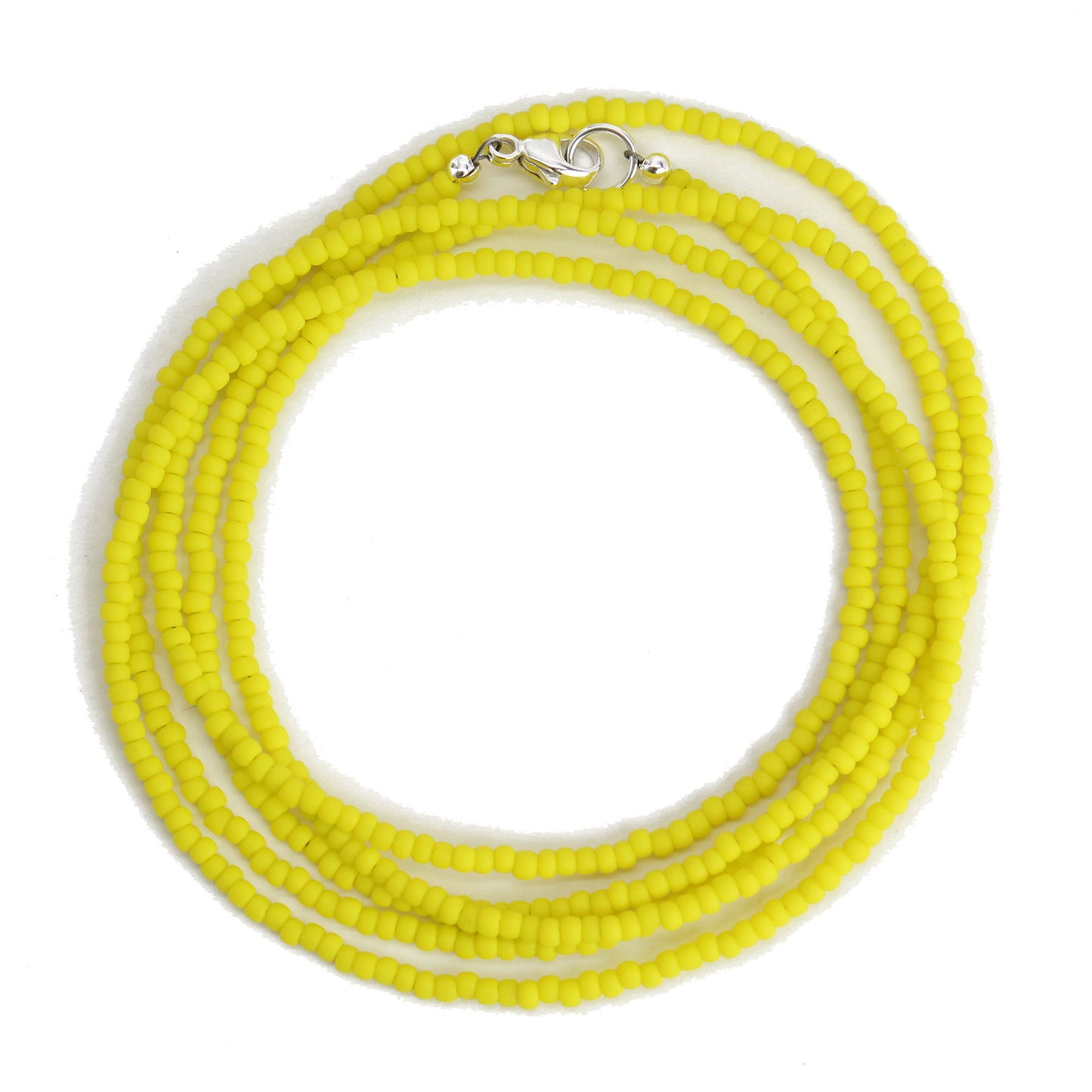 Yellow Seed Bead Necklace-Matte Finish-Single Strand