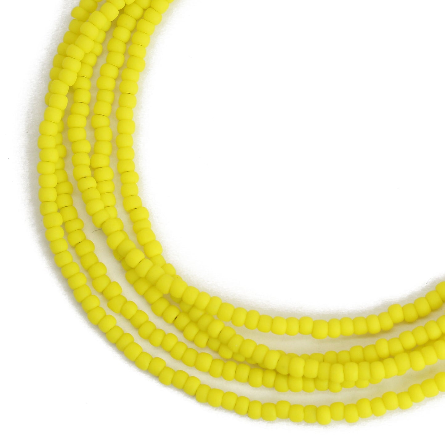 Yellow Seed Bead Necklace-Matte Finish-Single Strand