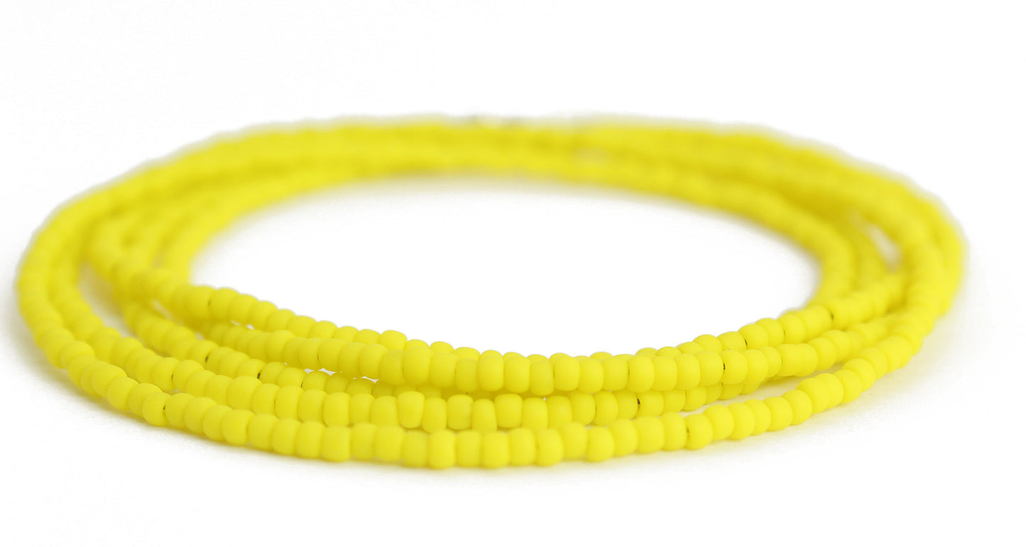 Yellow Seed Bead Necklace-Matte Finish-Single Strand