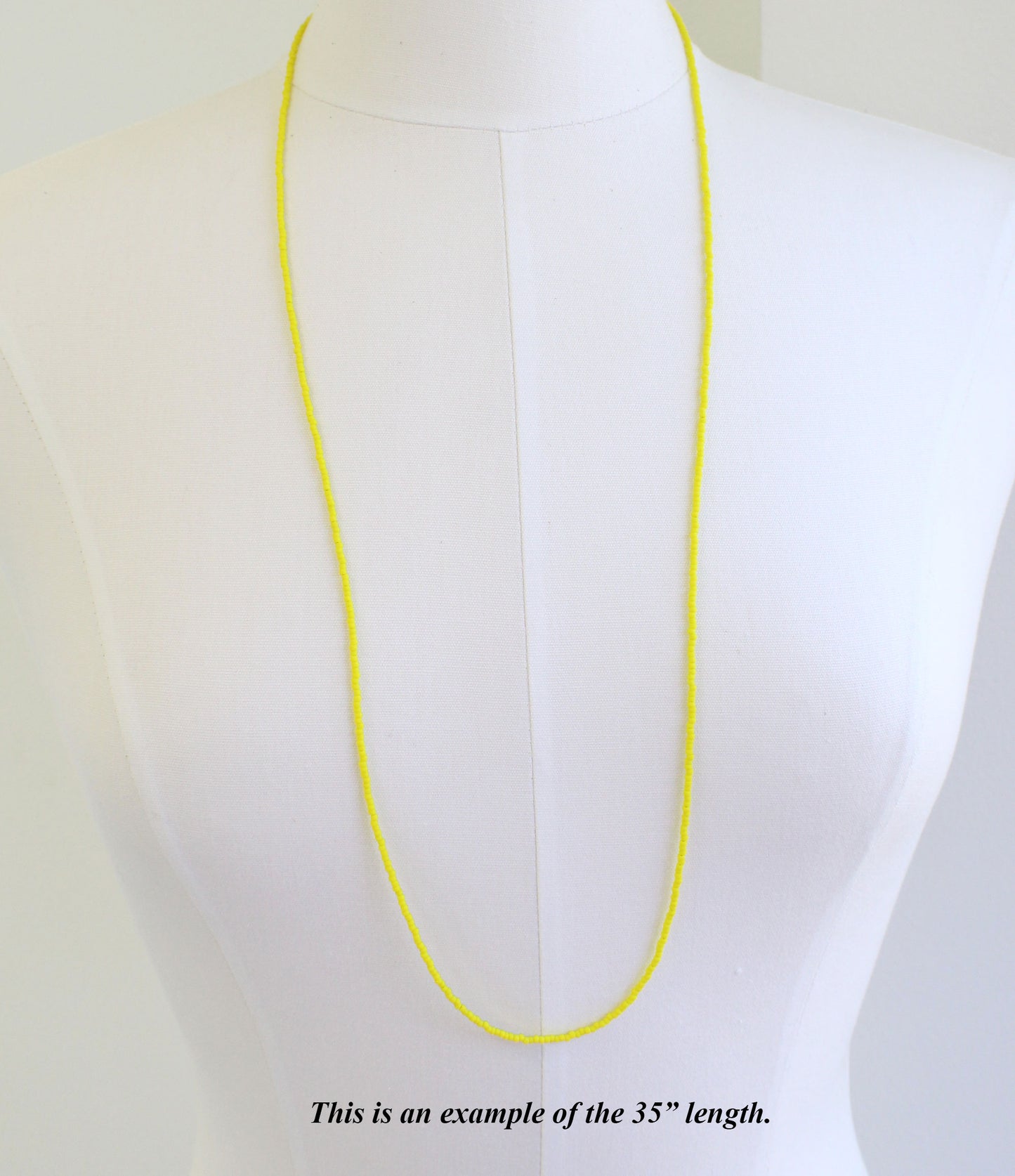 Yellow Seed Bead Necklace-Matte Finish-Single Strand