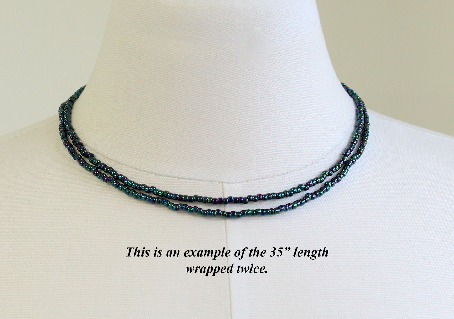 Metallic Blue Purple Iris Seed Bead Necklace