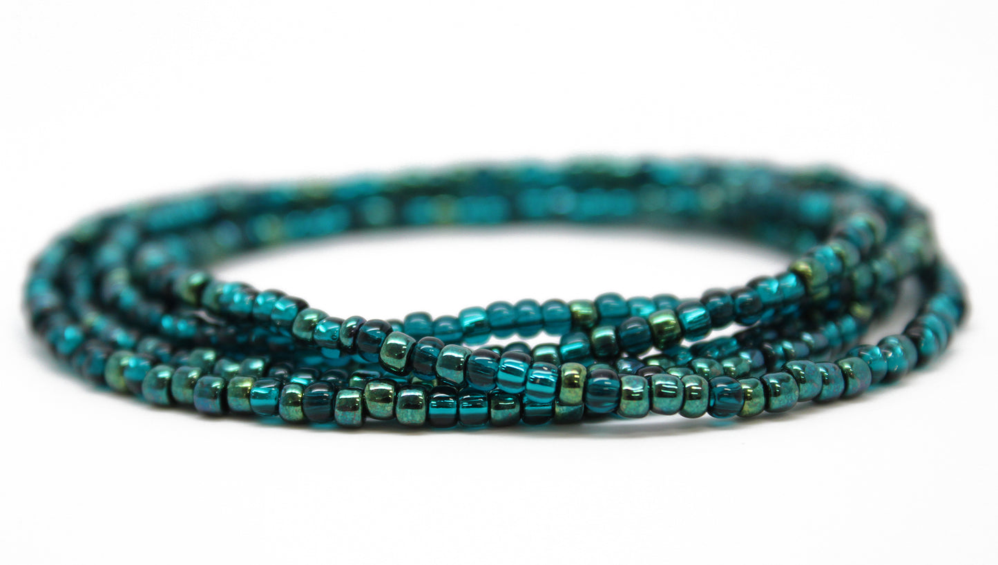 Metallic Teal Seed Bead Necklace