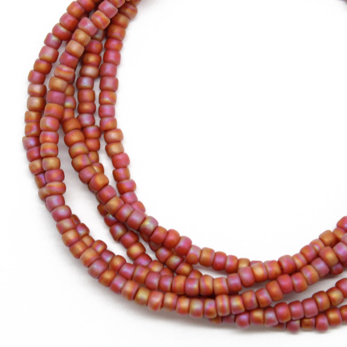 Orange Terracotta Seed Bead Necklace-Semi Glazed-Single Strand