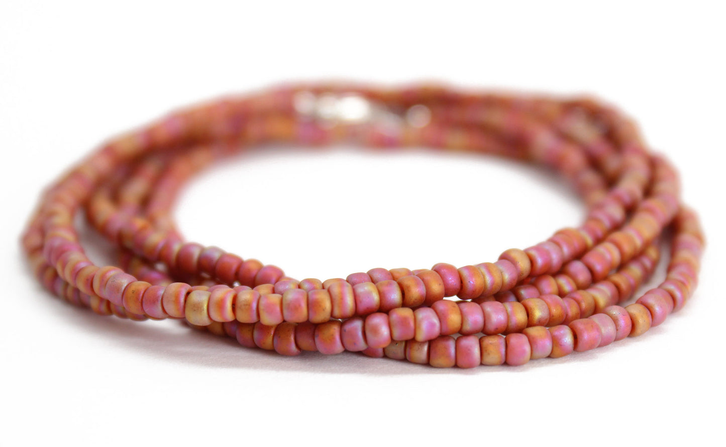 Orange Terracotta Seed Bead Necklace-Semi Glazed-Single Strand
