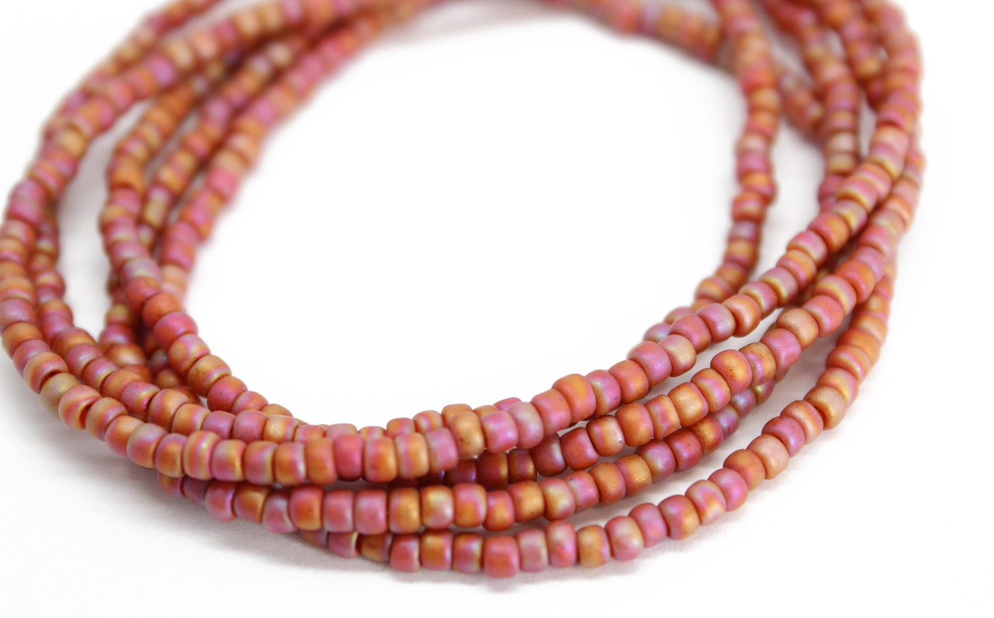 Orange Terracotta Seed Bead Necklace-Semi Glazed-Single Strand