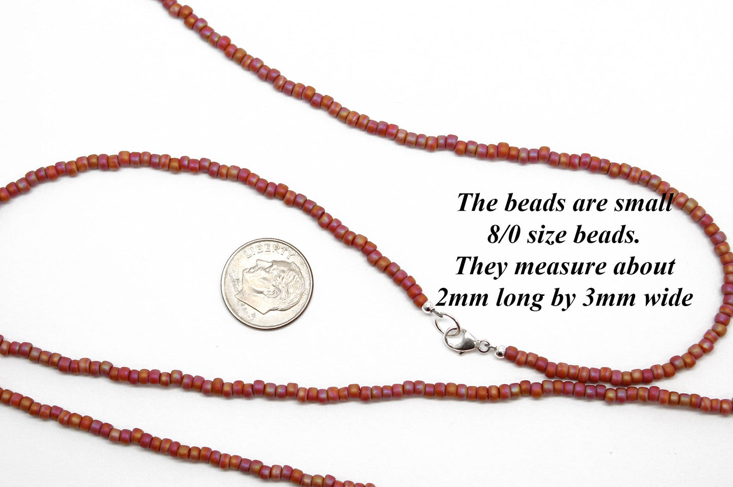 Orange Terracotta Seed Bead Necklace-Semi Glazed-Single Strand