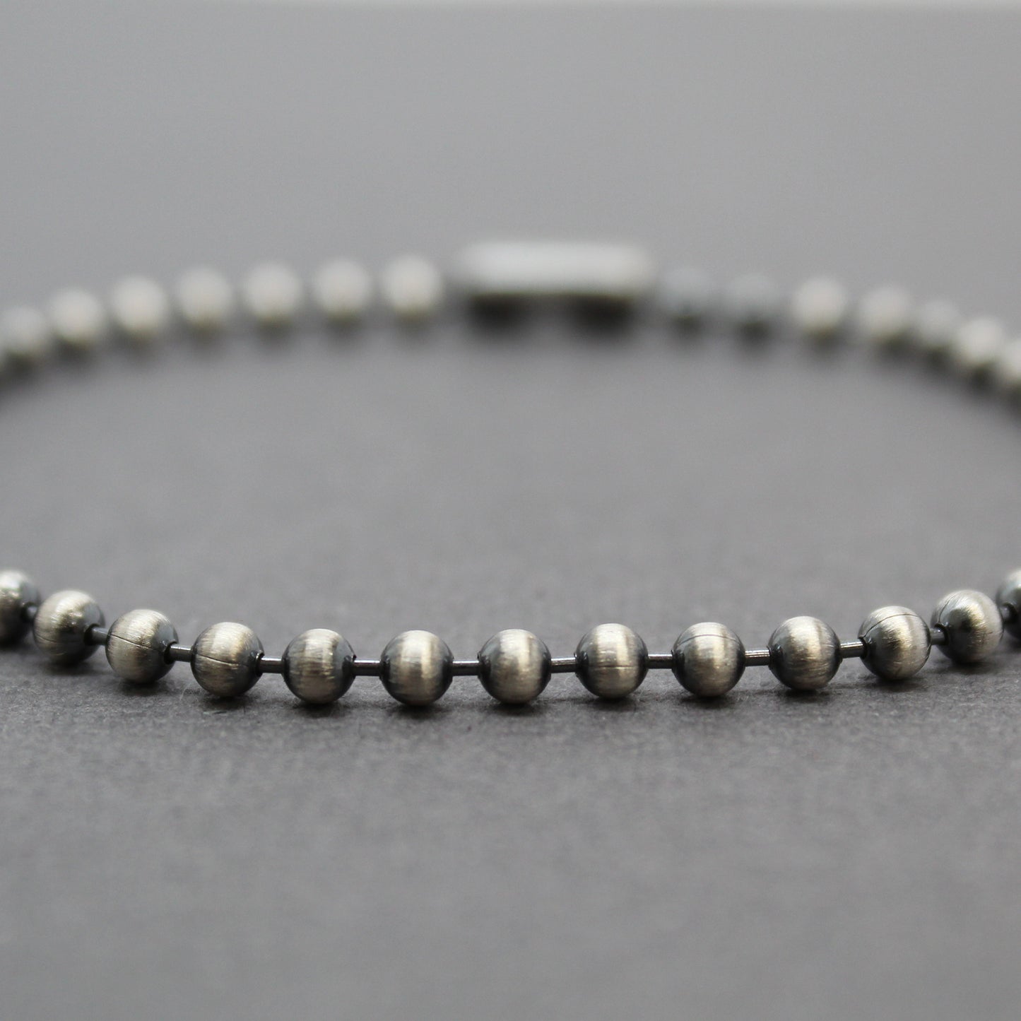 3mm Sterling Silver Bead Ball Chain Bracelet or Necklace, Oxidized
