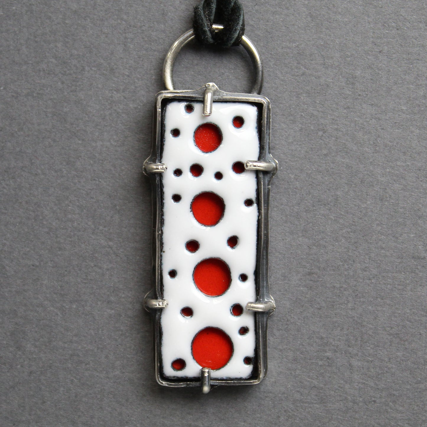 Rectangular Enamel Pendant in Sterling Silver
