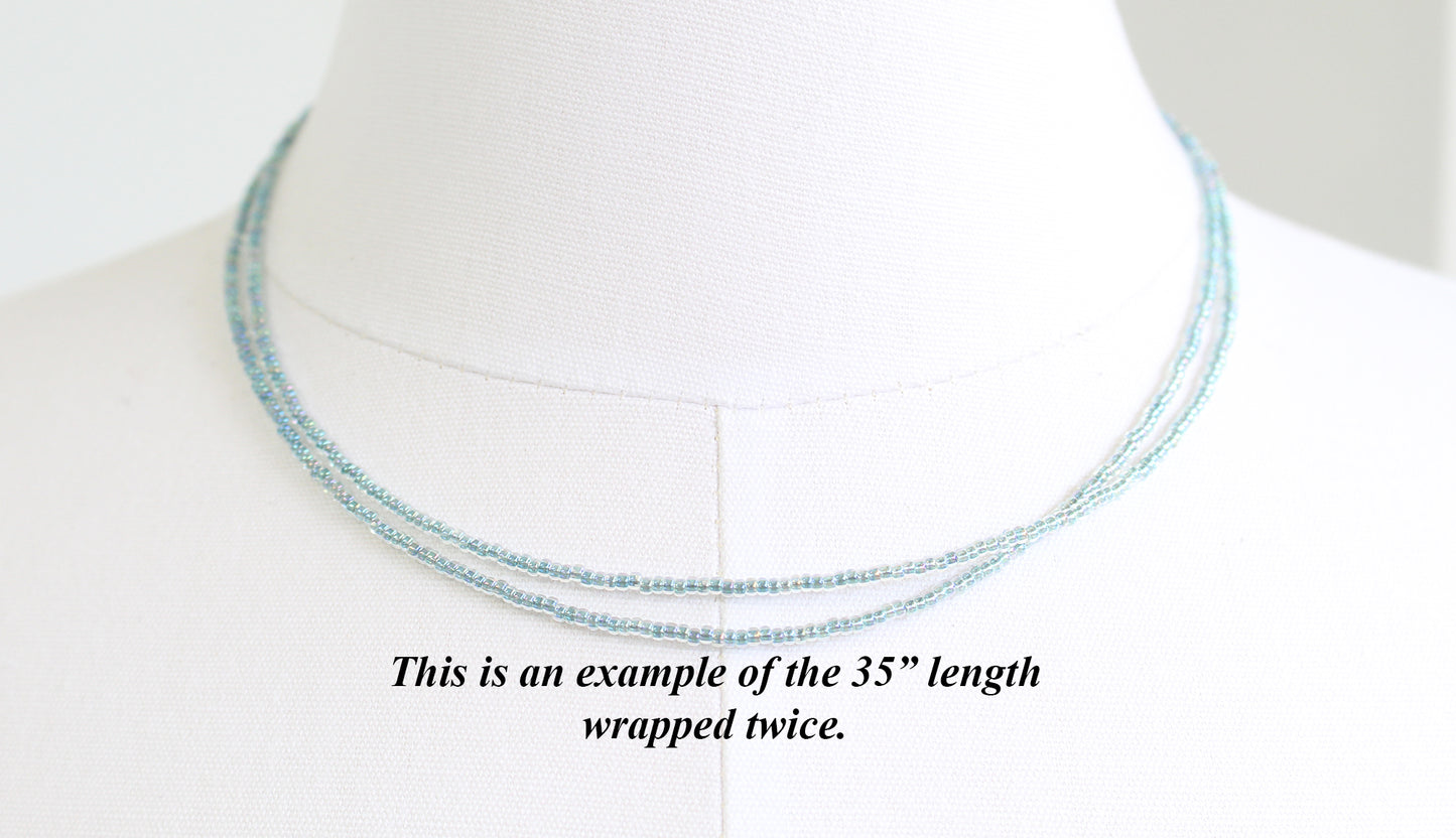 Blue Green Seed Bead Necklace