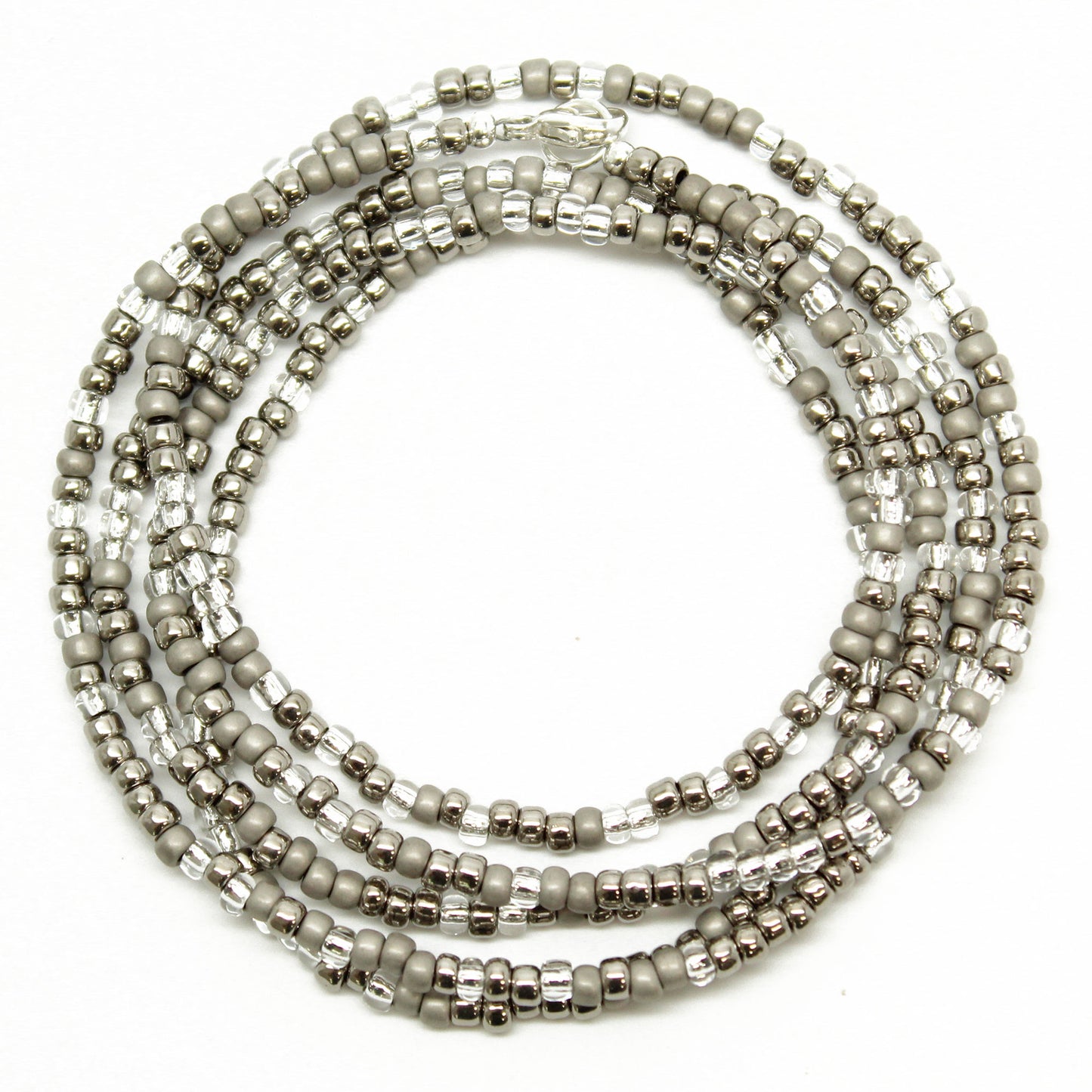 Silver and grey seed bead necklace