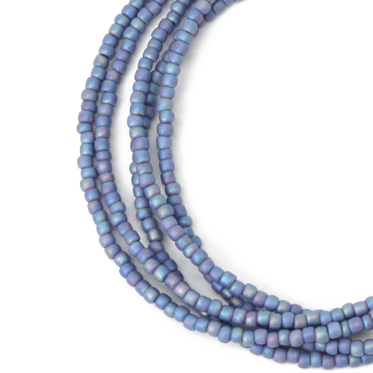 Blue Seed Bead Necklace-Soft Blue-Single Strand