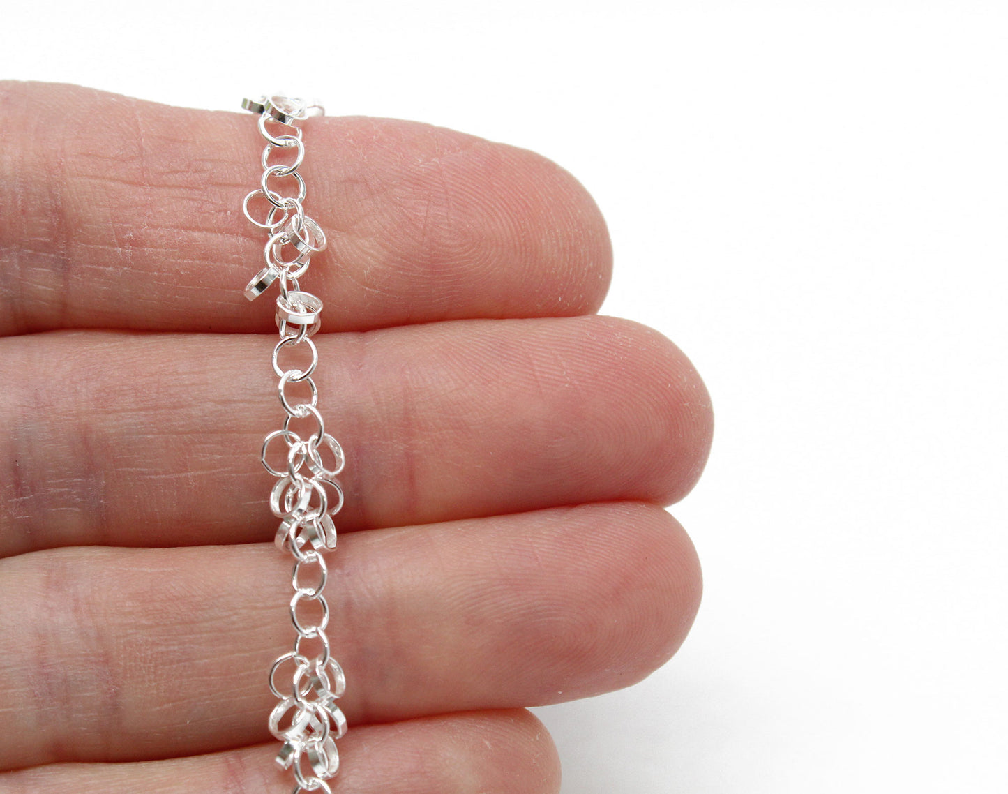 Sterling Silver Chain Bracelet with alternating extra links.