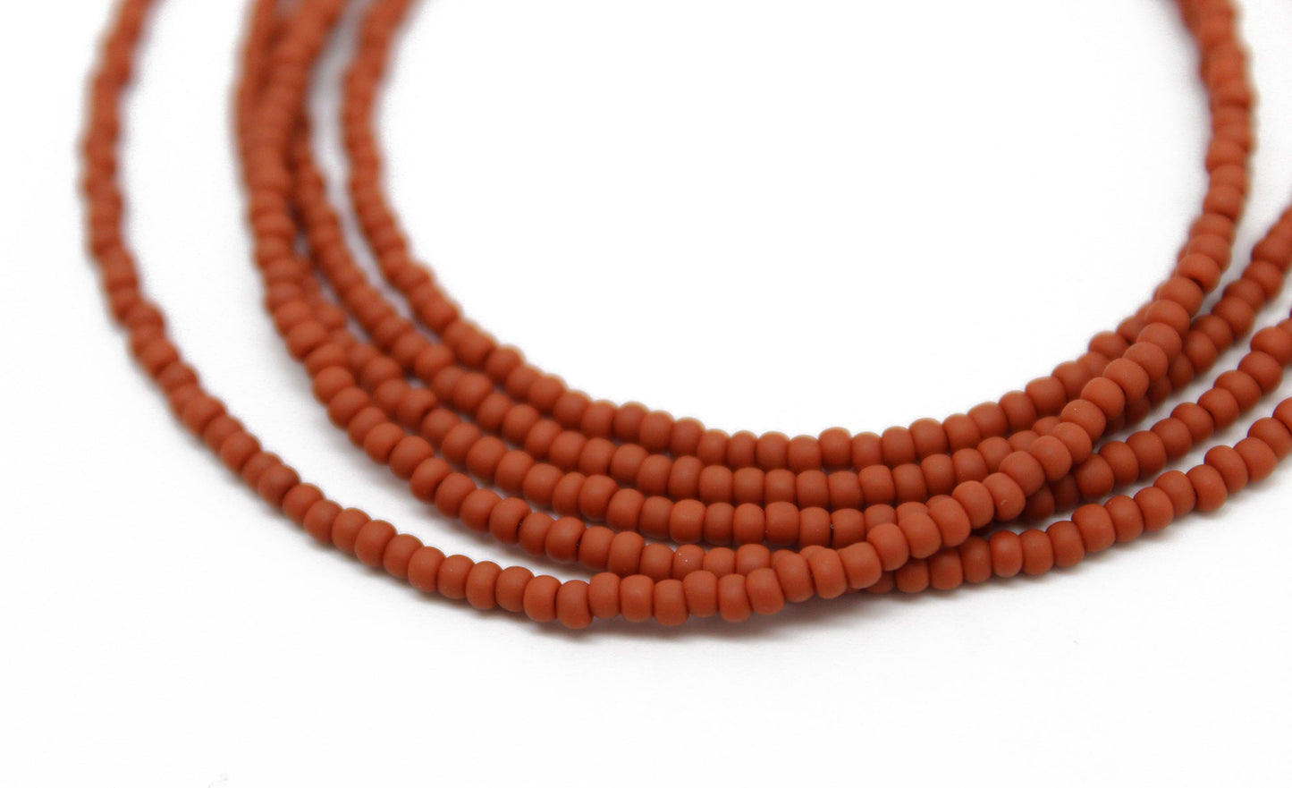 Brown Seed Bead Necklace, Matte Terra Cotta Brown, Single Strand