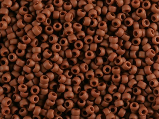 Brown Seed Bead Necklace, Matte Terra Cotta Brown, Single Strand