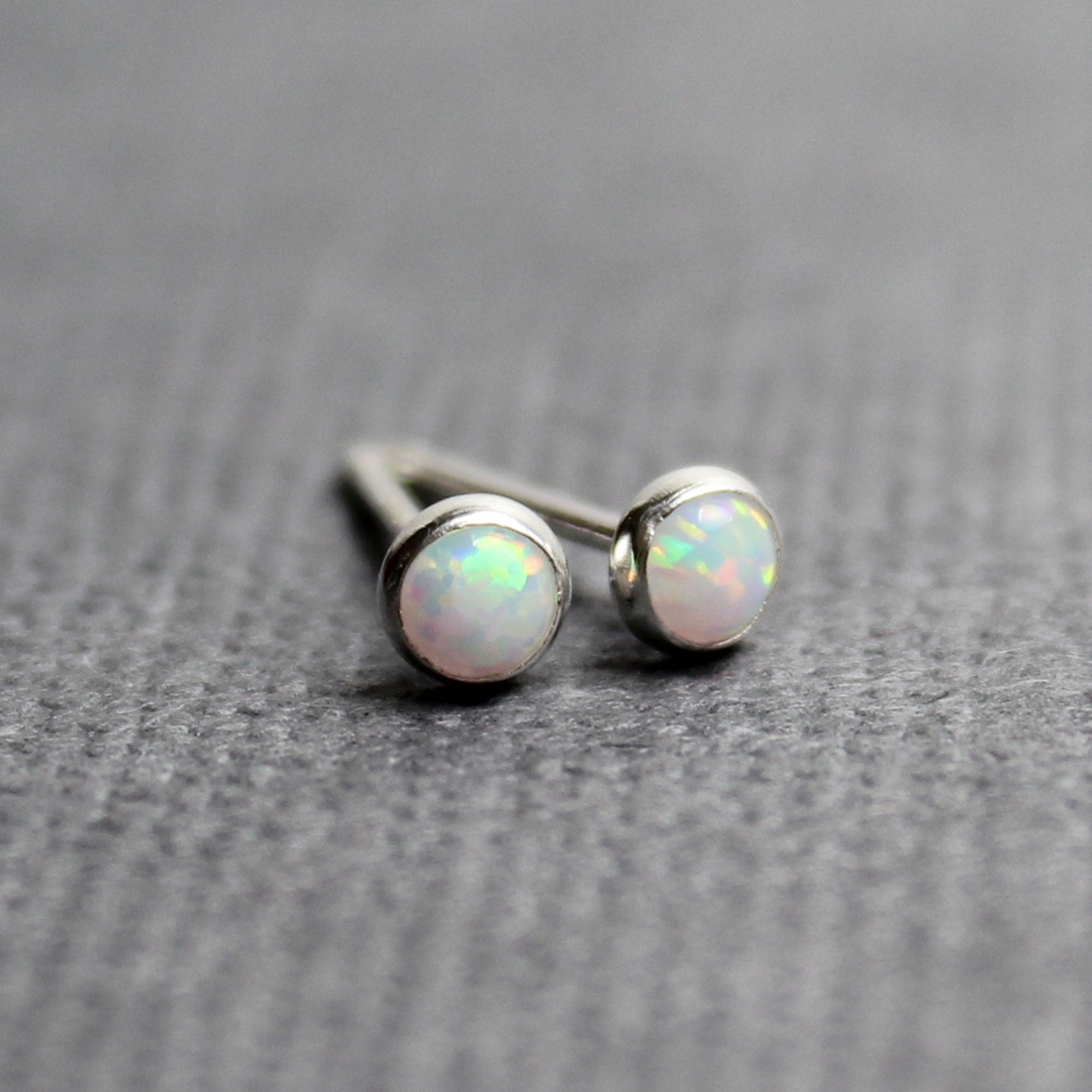 Tiny 3mm Opal Stud Earrings – Kathy Bankston - Main Image