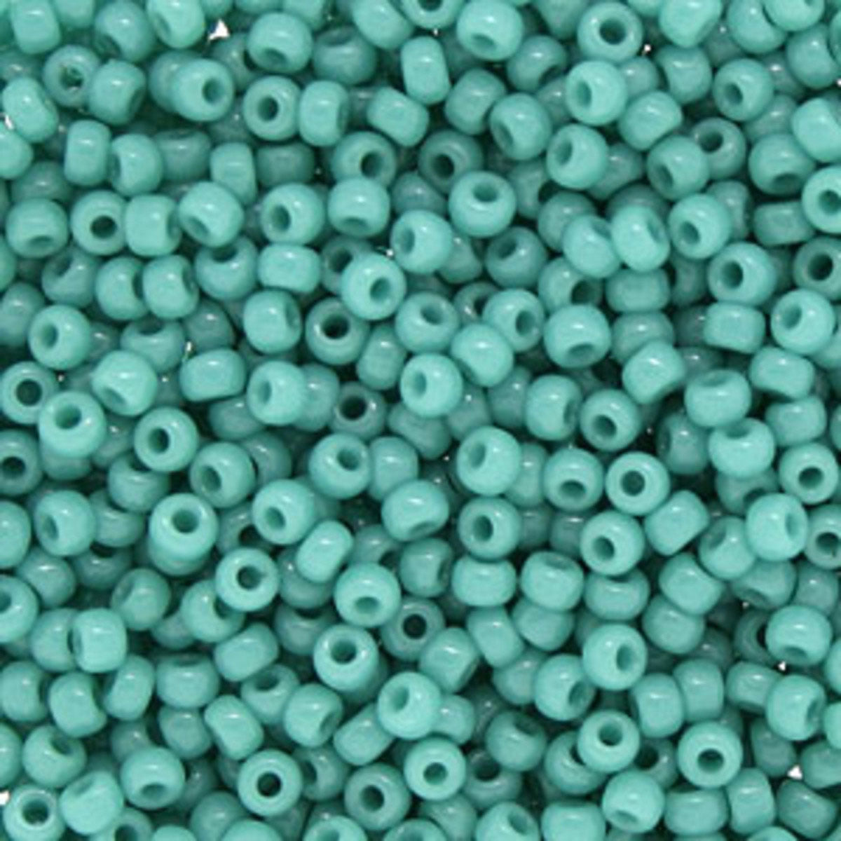 Turquoise Blue Seed Bead Necklace-Shiny-Single Strand