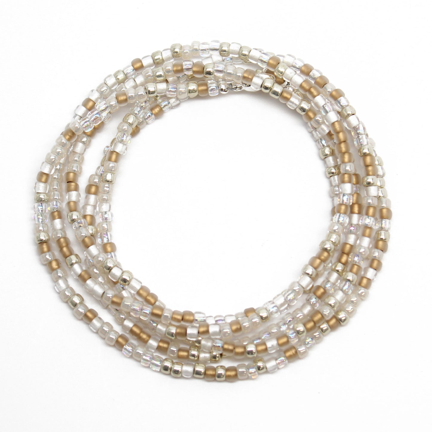 Gold and Silver Seed Bead Necklace