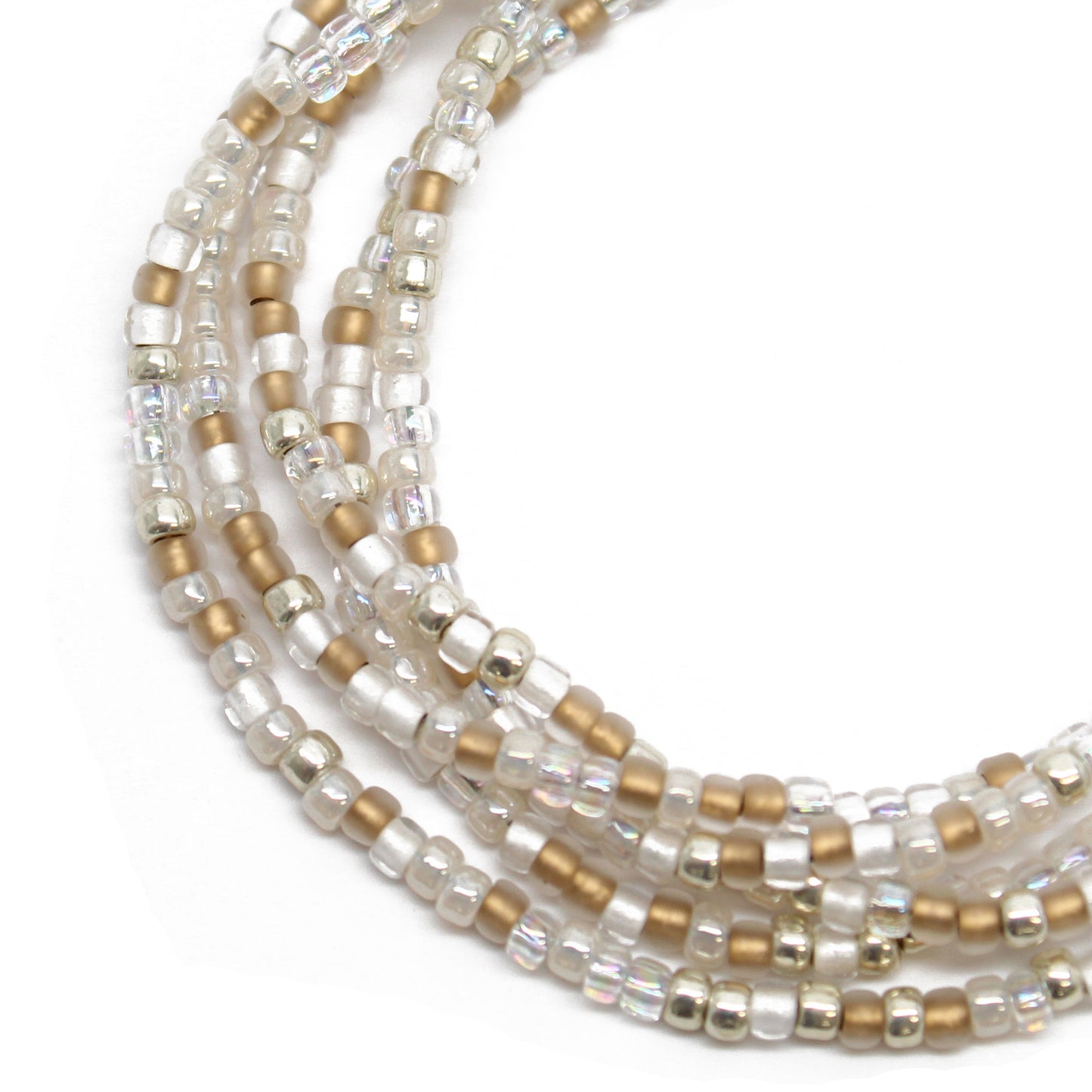 Gold and White Seed Bead Necklace