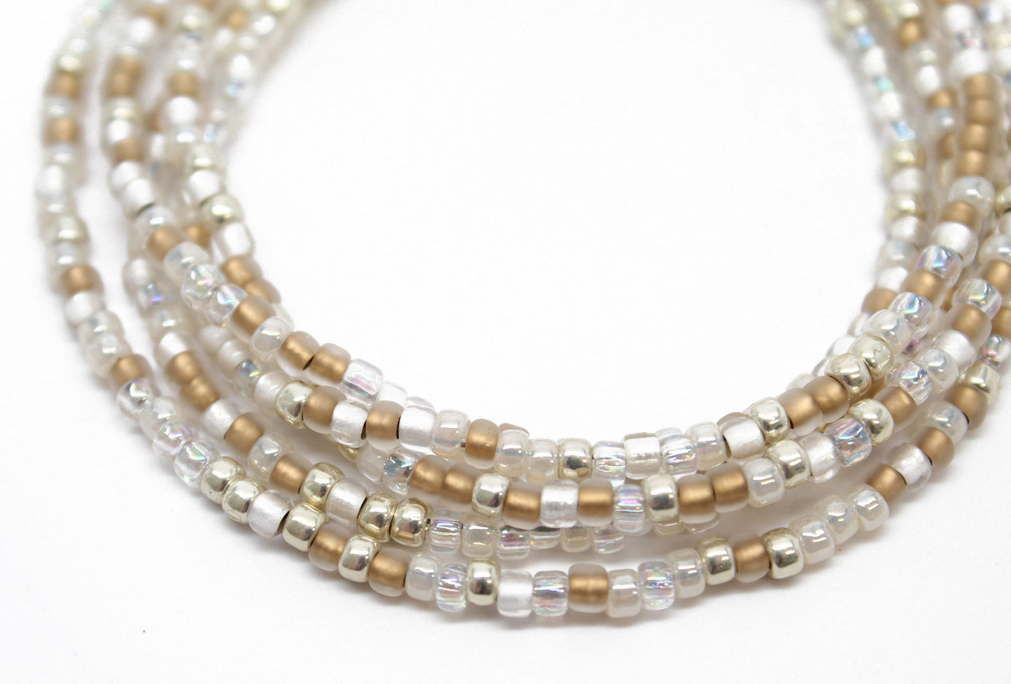 Gold and Silver Seed Bead Necklace