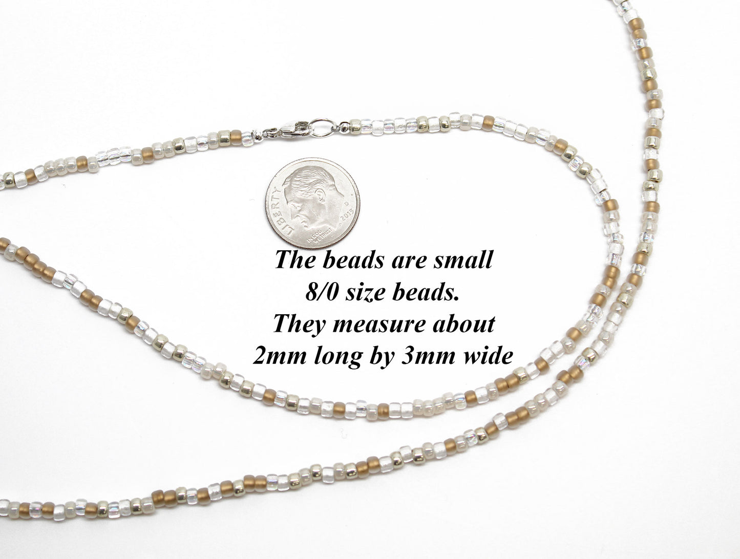 Tiny Gold and Silver Seed Bead Necklace