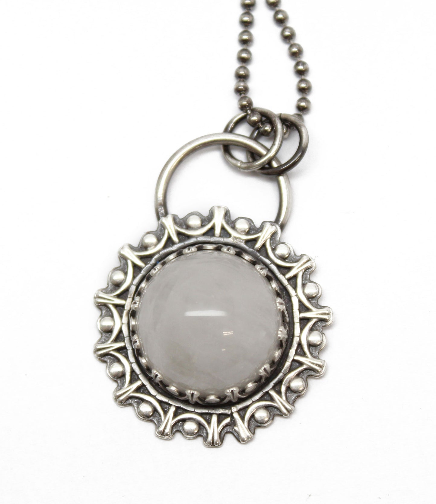 White Quartz Pendant Necklace in Sterling Silver