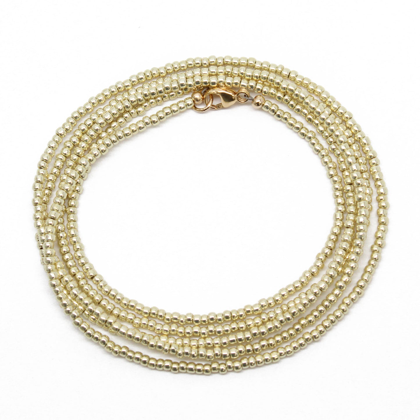 Gold Tone Seed Bead Necklace, Single Strand