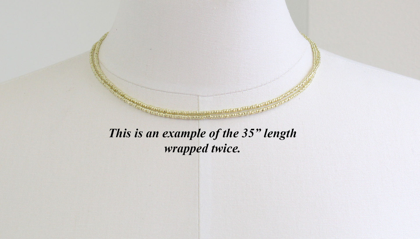 Gold Tone Seed Bead Choker Necklace, Single Strand