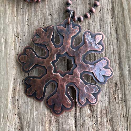 Handmade Copper Snowflake Necklace