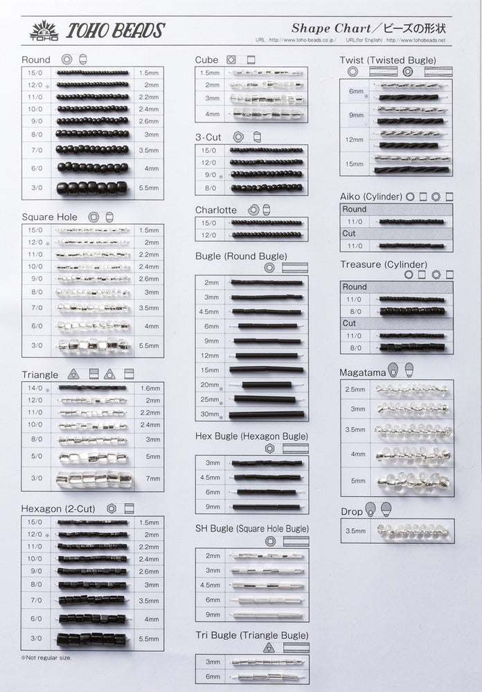 TOHO Seed Bead Size Chart